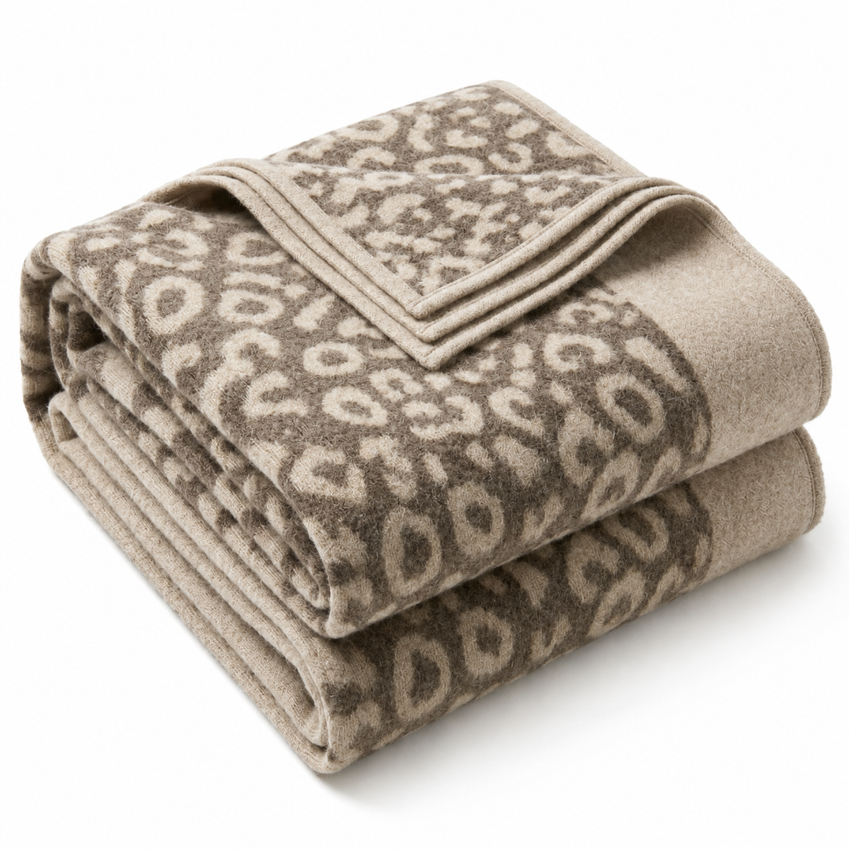 Beige cashmere bandana scarf worn knotted at the neck