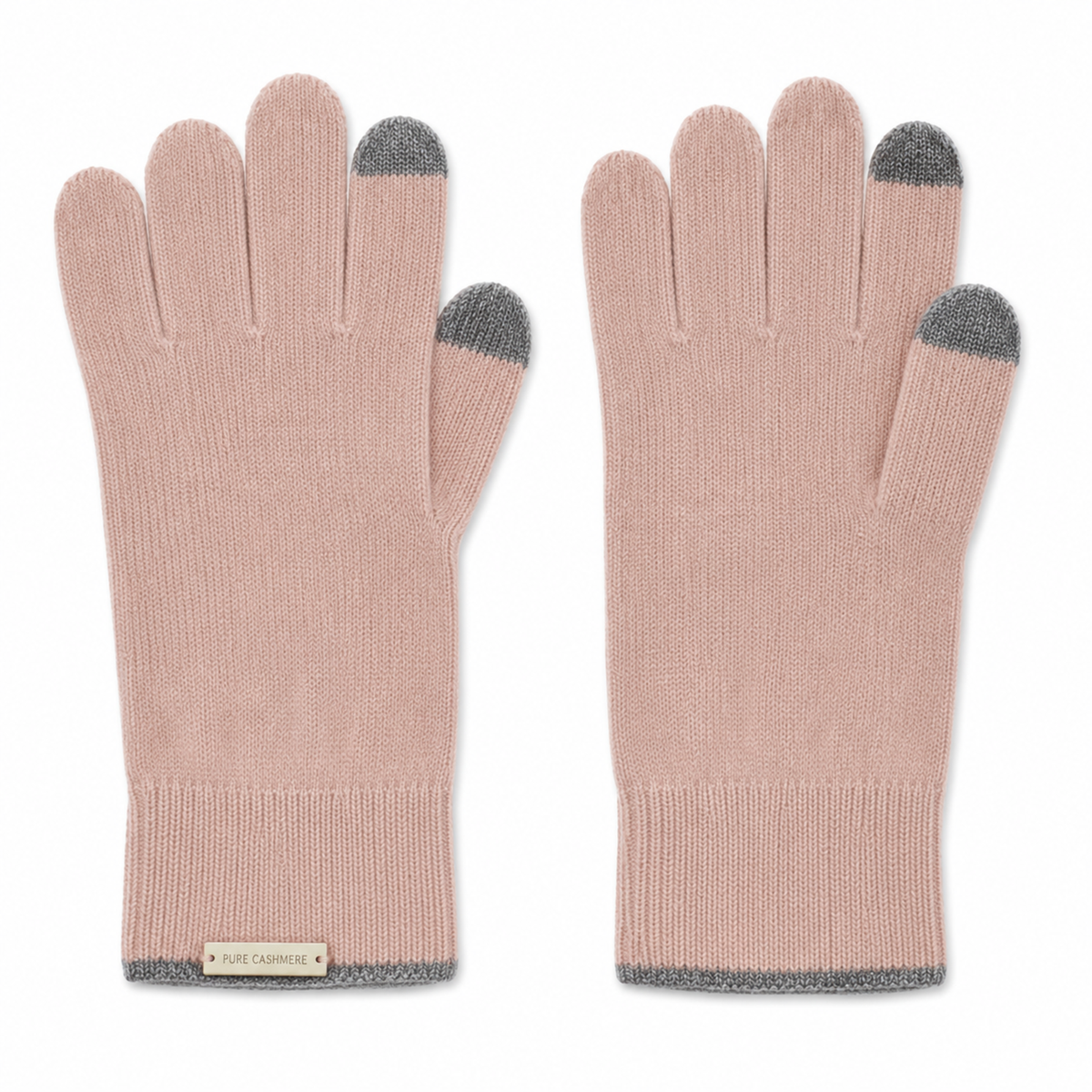 Pink textured-knit cashmere gloves with touchscreen-compatible fingertips
