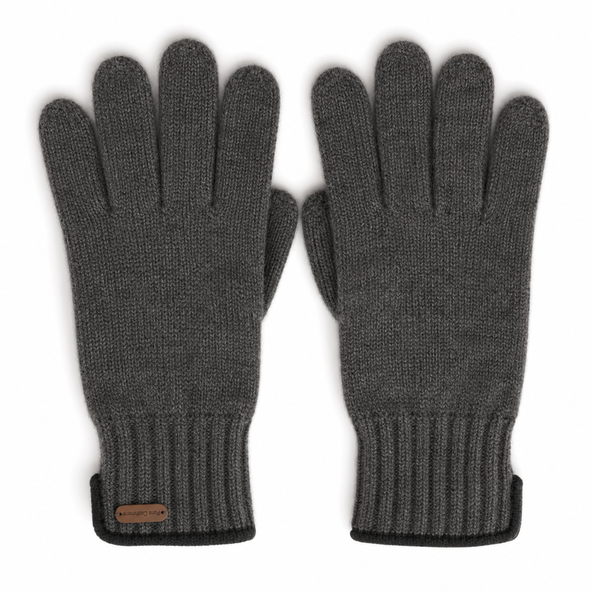 Grey textured-knit cashmere gloves with touchscreen-compatible fingertips