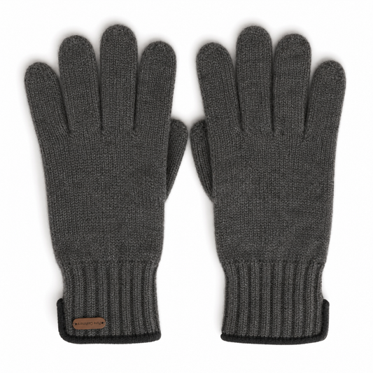 Grey textured-knit cashmere gloves with touchscreen-compatible fingertips