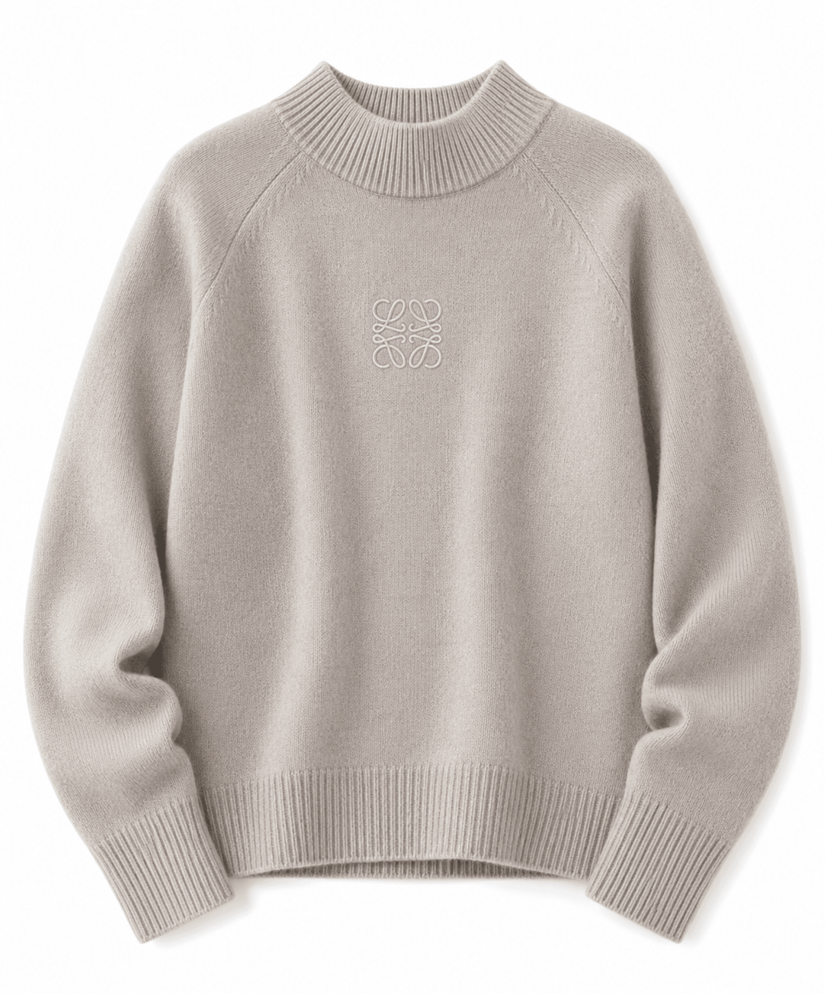 White cashmere half turtleneck jumper shown from the side